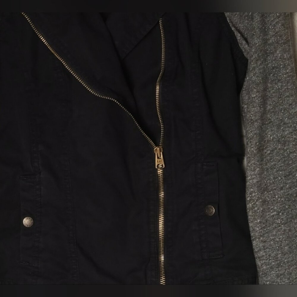 Abercrombie & Fitch Women's Black Moto Jacket w/ Gray Hoodie Size S - Picture 6 of 12